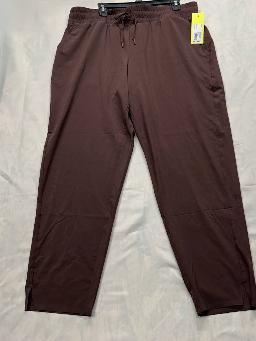 All In Motion Women's XL Long Stretch Woven Pants Brown Drawstring Joggers NWT